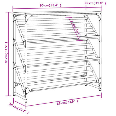 vidaXL sonoma tölgy színű szerelt fa cipőtartó 90x30x85 cm