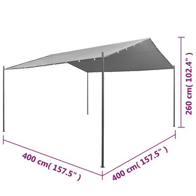 vidaXL antracitszürke acél kerti pavilon 400 x 400 x 260 cm