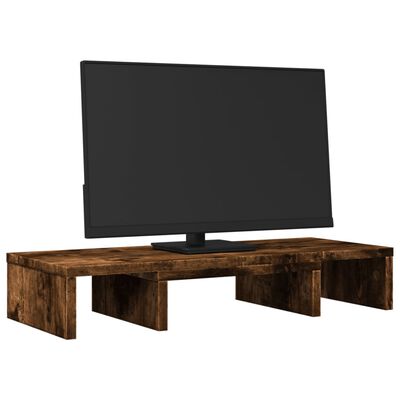 vidaXL füstös tölgy szerelt fa állítható monitorállvány 60x24x10,5 cm