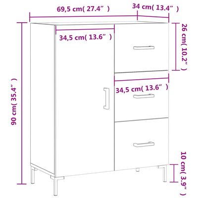 vidaXL barna tölgy színű szerelt fa tálalószekrény 69,5 x 34 x 90 cm