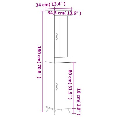 vidaXL szürke sonoma szerelt fa magasszekrény 34,5 x 34 x 180 cm