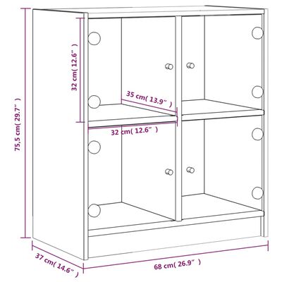 vidaXL fekete kisszekrény üvegajtókkal 68 x 37 x 75,5 cm