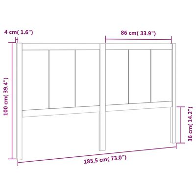 vidaXL fekete tömör fenyőfa ágyfejtámla 185,5 x 4 x 100 cm