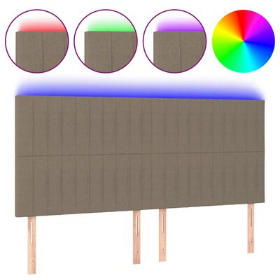 vidaXL tópszínű szövet LED-es fejtámla 200x5x118/128 cm