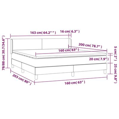 vidaXL fekete műbőr rugós ágy matraccal 160 x 200 cm