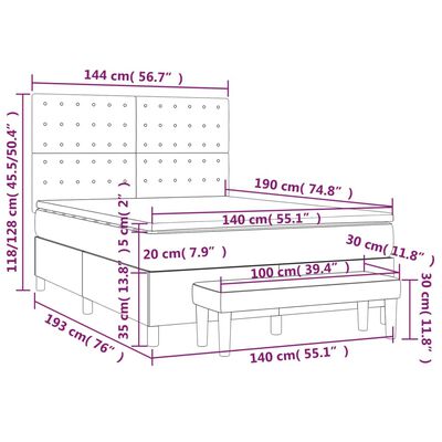 vidaXL cappuccino színű műbőr rugós ágy matraccal 140 x 190 cm