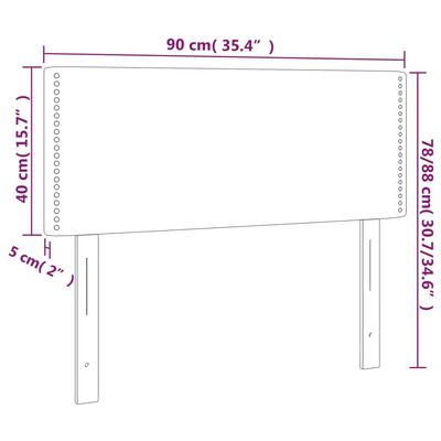 vidaXL világosszürke bársony fejtámla 90x5x78/88 cm