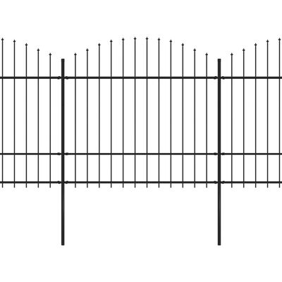 vidaXL fekete lándzsahegy tetejű acélkerítés (1,5-1,75) x 10,2 m