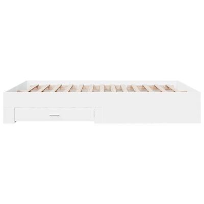 vidaXL fehér szerelt fa ágykeret fiókokkal 150 x 200 cm