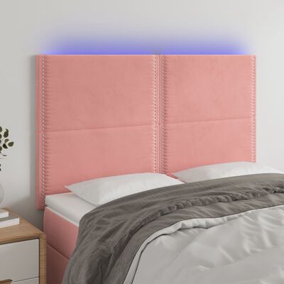 vidaXL rózsaszín bársony LED-es fejtámla 144x5x118/128 cm