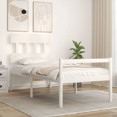 vidaXL fehér tömör fa ágy időseknek fejtámlával 100x200 cm
