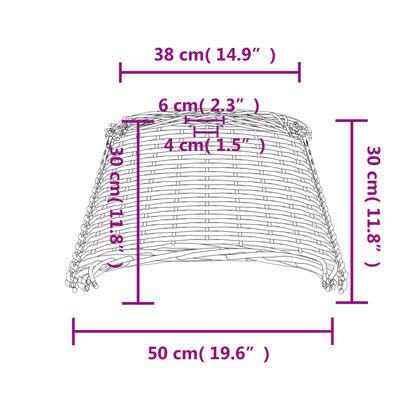 vidaXL fehér fonott mennyezeti lámpaernyő Ø50 x 30 cm