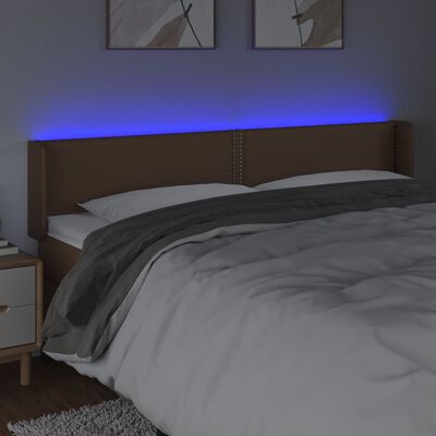 vidaXL barna műbőr LED-es fejtámla 203x16x78/88 cm