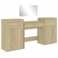 vidaXL 4 részes sonoma tölgy színű szerelt fa fésülködőasztal-szett