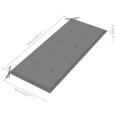 vidaXL tömör akácfa kerti pad párnával 120 cm