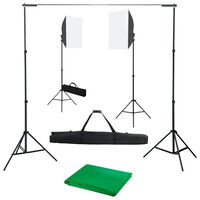 vidaXL fotóstúdió-felszerelés softbox lámpákkal és háttérrel