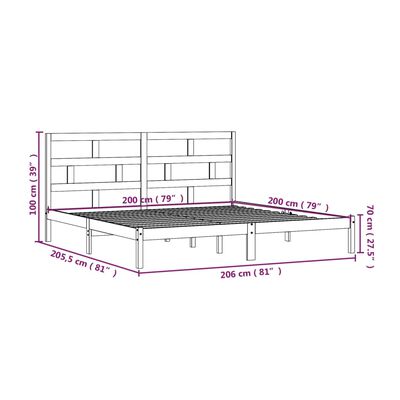 vidaXL tömör fa ágykeret 200 x 200 cm