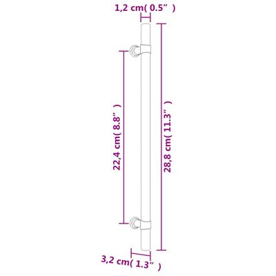 vidaXL 10 db fekete rozsdamentes acél szekrényfogantyú 224 mm