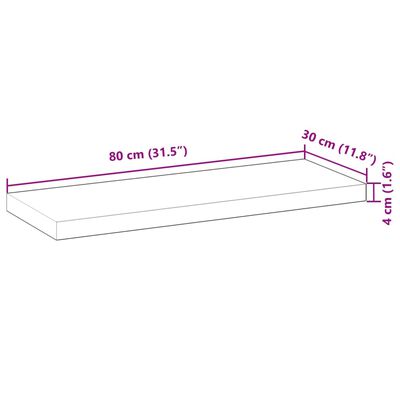 vidaXL 4 db kezeletlen tömör akácfa függőpolc 80 x 30 x 4 cm