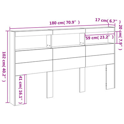 vidaXL barna tölgy színű áthidalószekrény LED-ekkel 180 x 17 x 102 cm