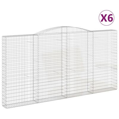 vidaXL 6 db íves horganyzott vas gabion kosár 400x30x200/220 cm