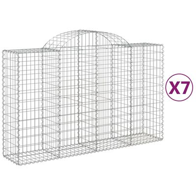 vidaXL 7 db íves horganyzott vas gabion kosár 200x50x120/140 cm