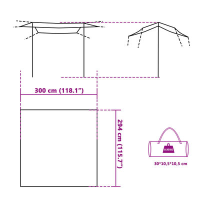 vidaXL szürke-narancssárga vízálló kempingponyva 300x294 cm