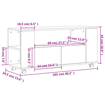 vidaXL szürke sonoma színű szerelt fa TV-szekrény 102x34,5x43 cm