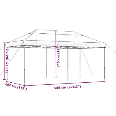 vidaXL bézs összecsukható felugró rendezvénysátor 580x292x315 cm