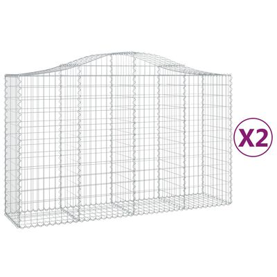 vidaXL 2 db íves horganyzott vas gabion kosár 200x50x120/140 cm