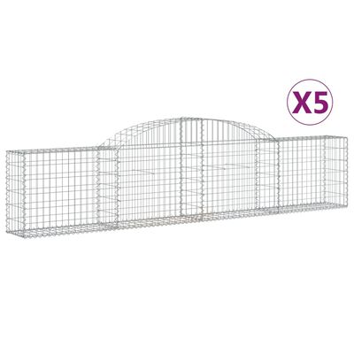 vidaXL 5 db íves horganyzott vas gabion kosár 300x30x60/80 cm