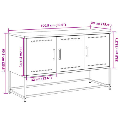 vidaXL antracitszürke acél TV-szekrény 100,5x39x60,5 cm