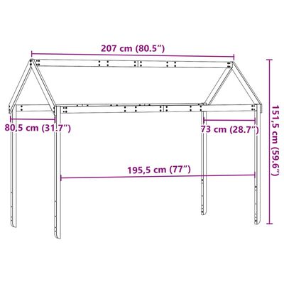 vidaXL viaszbarna tömör fenyőfa gyerekágytető 207 x 80,5 x 151,5 cm