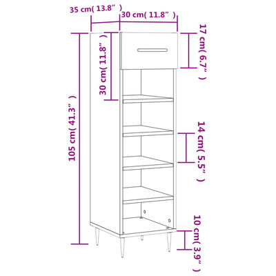 vidaXL szürke sonoma színű szerelt fa cipősszekrény 30 x 35 x 105 cm