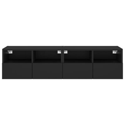 vidaXL 2 db fekete szerelt fa fali TV-szekrény 60 x 30 x 30 cm