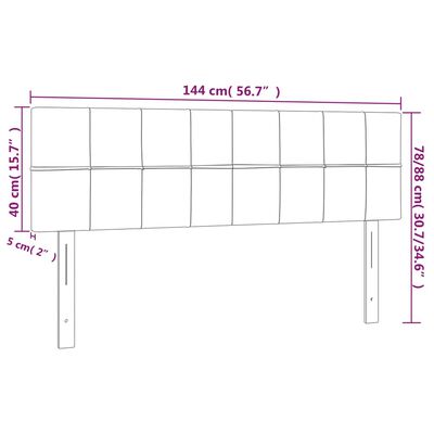 vidaXL krémszínű szövet LED-es fejtámla 144x5x78/88 cm