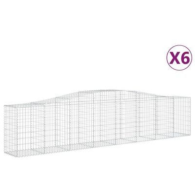 vidaXL 6 db íves horganyzott vas gabion kosár 400x50x80/100 cm