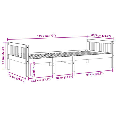 vidaXL fehér tömör fenyőfa gyerekágy matrac nélkül 75 x 190 cm