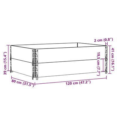 vidaXL fekete tömör fenyőfa kerti növénytartó 120 x 80 cm