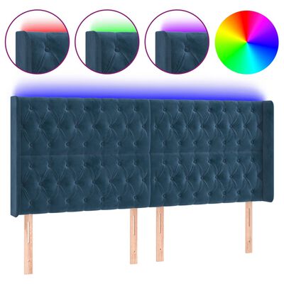 vidaXL sötétkék bársony LED-es fejtámla 183x16x118/128 cm