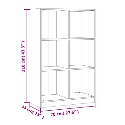 vidaXL tömör fenyőfa könyvszekrény 70 x 33 x 110 cm