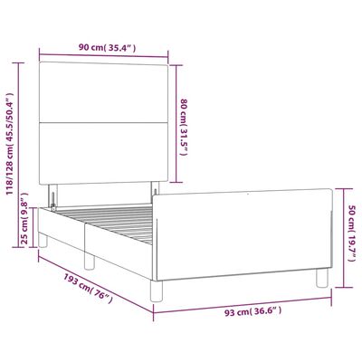 vidaXL fehér műbőr ágykeret fejtámlával 90x190 cm