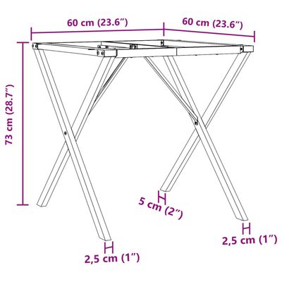 vidaXL öntöttvas étkezőasztallábak X-alakú vázzal 60 x 60 x 73 cm