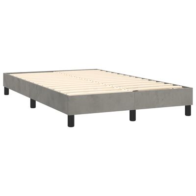 vidaXL világosszürke bársony rugós ágy matraccal 120 x 200 cm