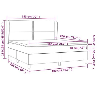 vidaXL sötétkék bársony rugós ágy matraccal 180x200 cm