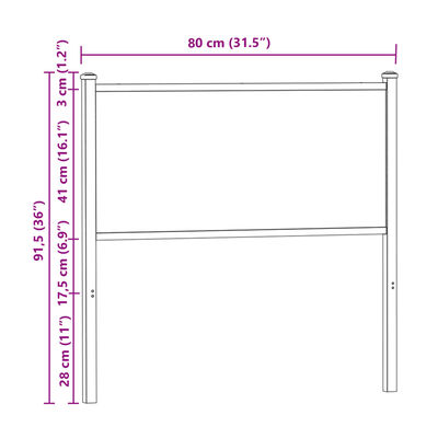 vidaXL sonoma tölgy színű szerelt fa és acél fejtámla 75 cm