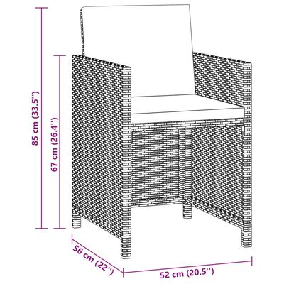 vidaXL 5 részes bézs polyrattan kerti étkezőgarnitúra párnákkal