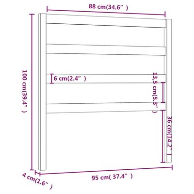 vidaXL fehér tömör fenyőfa ágy fejtámla 95 x 4 x 100 cm