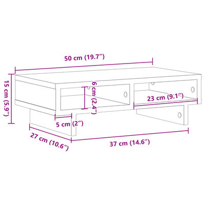 vidaXL antik fa színű szerelt fa monitorállvány 50 x 27 x 15 cm