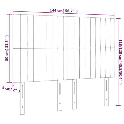 vidaXL tópszínű szövet LED-es fejtámla 144x5x118/128 cm